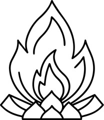 campfire outline line art illustration, coloring book page