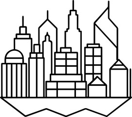 Cityscape outline line art illustration, coloring book page