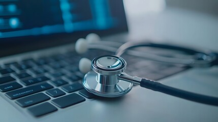 Stethoscope on a digital interface, representing tech-integrated healthcare tools