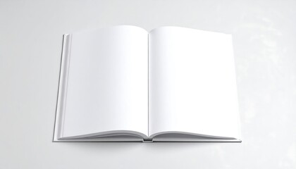 Naklejka premium Open Blank Book with Empty Pages on a White Surface for Mockup.