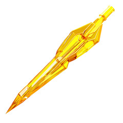 Futuristic Arrow with Striking Facets in Electric Yellow Isolated on Transparent Background