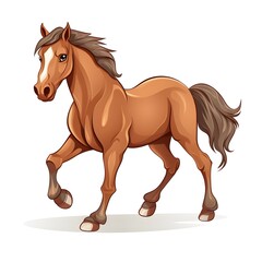 Obraz premium Beautiful Brown Horse on White Background: High-Quality Illustration for Equestrian Designs