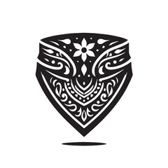 Fototapeta premium Black Color Bandana Silhouette Vector Illustration, Solid White Background. minimal vector design