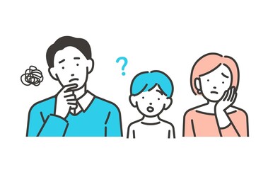 困っている家族のベクターイラスト
