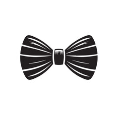 Black Color Bow Tie Silhouette Vector Illustration, Solid White Background. minimal vector design