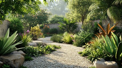 Obraz premium Serene Tropical Garden Pathway