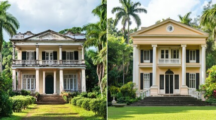 Obraz premium Before & After: Restoration of a Historic Colonial Mansion