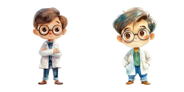 scientist paint watercolor vector illustration