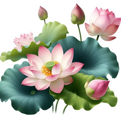 Cutout lotus flower on transparent background
