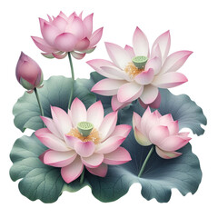Cutout lotus flower on transparent background