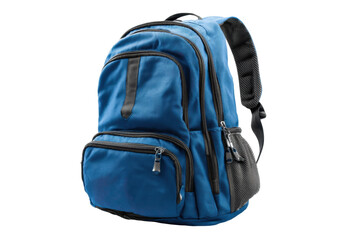 Naklejka premium Durable blue backpack with multiple compartments and black accents, cut out