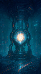glowing energy core in a high-tech interior