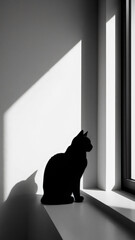 A cat sitting on the windowsill
