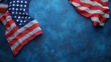 Obraz premium American flag detail against blue background for patriotic concepts and independence day