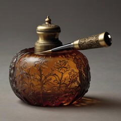 an antique inkwell and dip pen
