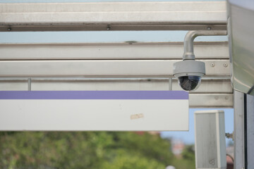 Security camera installed at public transport station