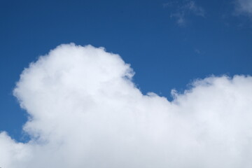 Aerial view of fluffy white clouds in beautiful blue sky