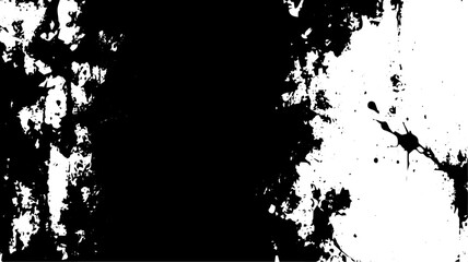 Grunge Black and White Vertical Splatter Background, Distressed Ink Texture Art