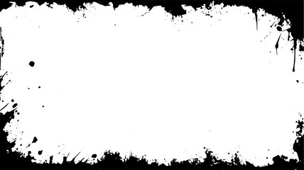 Naklejka premium Grunge Black Ink Splatter Frame with White Center Background
