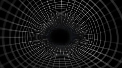 Fototapeta premium Animated grid tunnel with vanishing point in a virtual space.