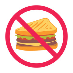 Forbidden sign with sandwiches icon, no sandwich allowed sign, sandwich prohibition symbol, do not eat sandwiches