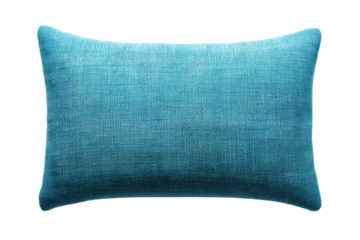 Rectangular blue textured cushion on black background, cut out