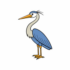 Heron Bird Perched Vector Style On White