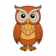 Owl Bird Perched Vector Style On White