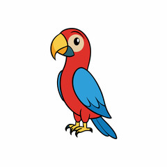Parrot Bird Perched Vector Style On White