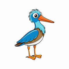 Shorebird Perched Vector Style On White