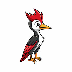 woodpecker bird perched vector style on whit