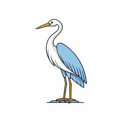 Egret Bird Perched On White