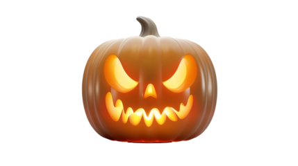 Spooky Halloween Pumpkin Jack-o'-Lantern with Glowing Carved Face and Eerie Autumn Atmosphere

