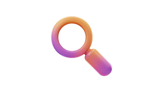 3D Magnifying Glass Icon with Vibrant Gradient Colors on White Background