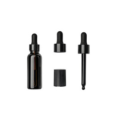 Obraz premium Amber Glass Dropper Bottle with Components - Pharmaceutical Packaging Mockup