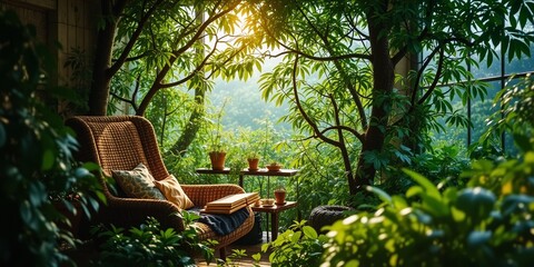 Cozy Reading Retreat Amidst Lush Greenery