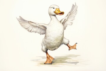 Fototapeta premium Happy smiling Duck dance duck animal white.