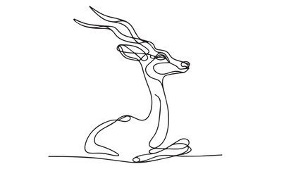 Continuous one single minimal line drawing Greater kudu