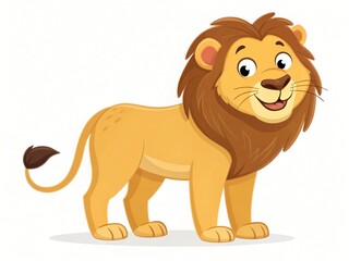 Obraz premium Adorable Cartoon Lion Cheerful African Wildlife Animal Illustration Happy King of the Jungle