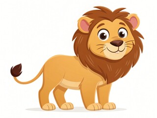 Fototapeta premium Adorable Cartoon Lion Cub Happy Young Male African Lion Wildlife Animal Illustration