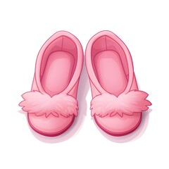 Pair of Pink Cat Slippers - Adorable Footwear Isolated on White Background