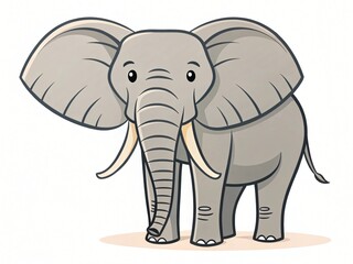 Obraz premium Adorable Cartoon Elephant Illustration African Wildlife Animal Cute Gray Elephant