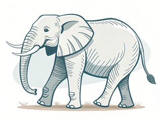 Obraz premium Majestic African Elephant Illustration Walking Line Art Wildlife Animal Nature Graphic Design