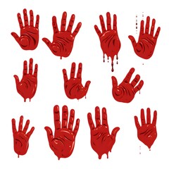 Obraz premium Collection of Various Blood Handprint Illustrations for Forensic Science and Halloween Designs