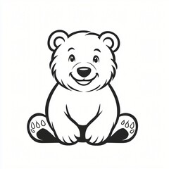 Obraz premium Adorable Cartoon Polar Bear Cub Sitting Happy Expression Childish Design Illustration