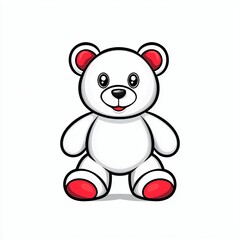 Obraz premium Adorable White Teddy Bear Cartoon Illustration Cute Plush Toy Childrens Character Design