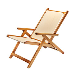 Elegant Modern Wooden Beach Chair with a Compact Fold Isolated on Transparent Background