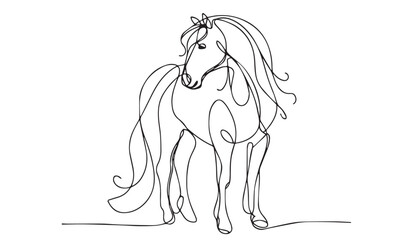 Continuous one single minimal line drawing Pegasus