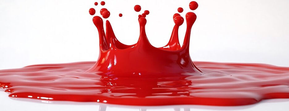 Red liquid splash, white background, design