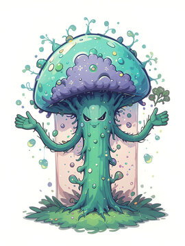 Happy azotobacter vinelandii cartoon design concept show two fingers